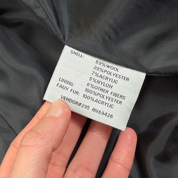 Vintage Black Wool Blend Double Breasted Long Overcoat Women’s 16 Shawl Collar - Picture 5 of 10